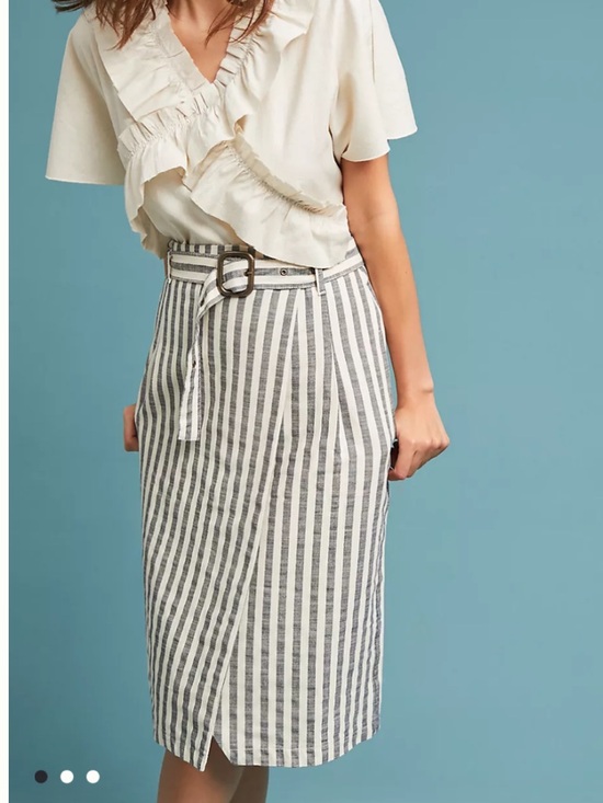 Anthropologie Dresses & Skirts - Anthropologie Striped Pencil Skirt Women’s Size 2 Wrap Belted Knee Length B22